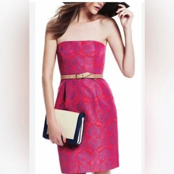 J.Crew Women's fuchsia pink Silk Blend Paisley Print Strapless Mini Dress - Picture 1 of 11